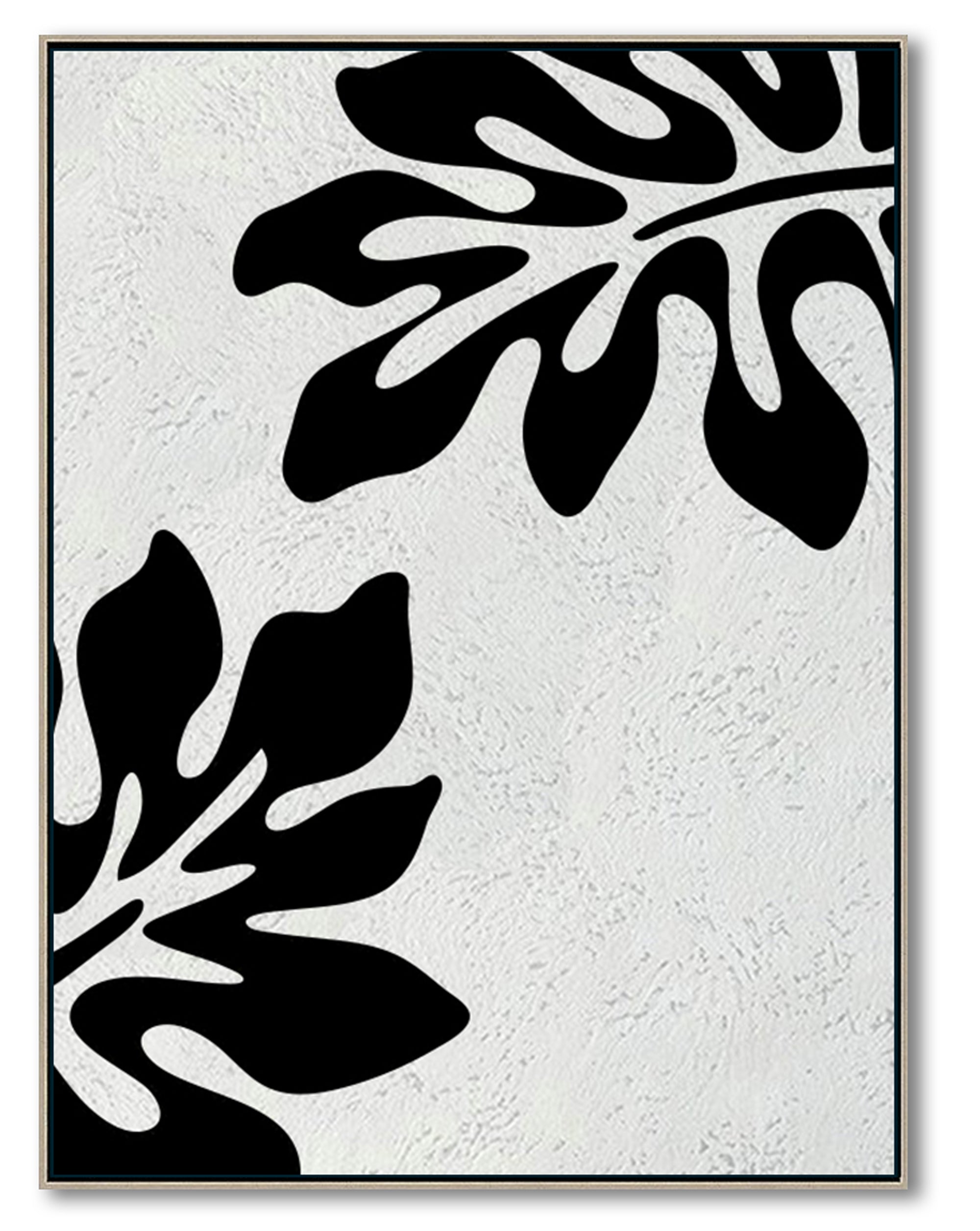 Minimalist Black and White Abstract Canvas Wall Art, Original Oil Painting, Floral Art, Living Room Wall Art Decor no. 30