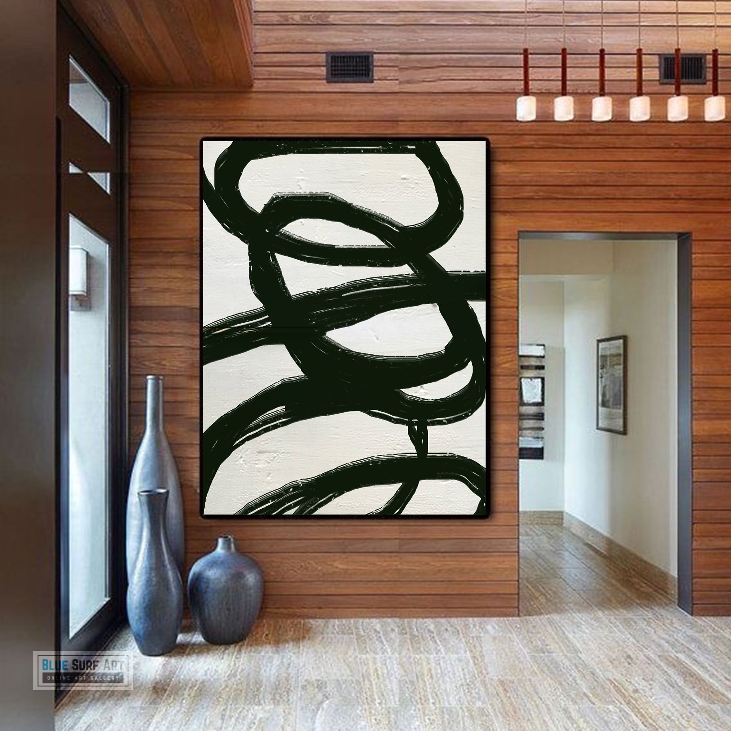Large Modern Black and White Abstract Canvas Wall Art, Original Oil Painting, Living Room Wall Art Decor no. 31