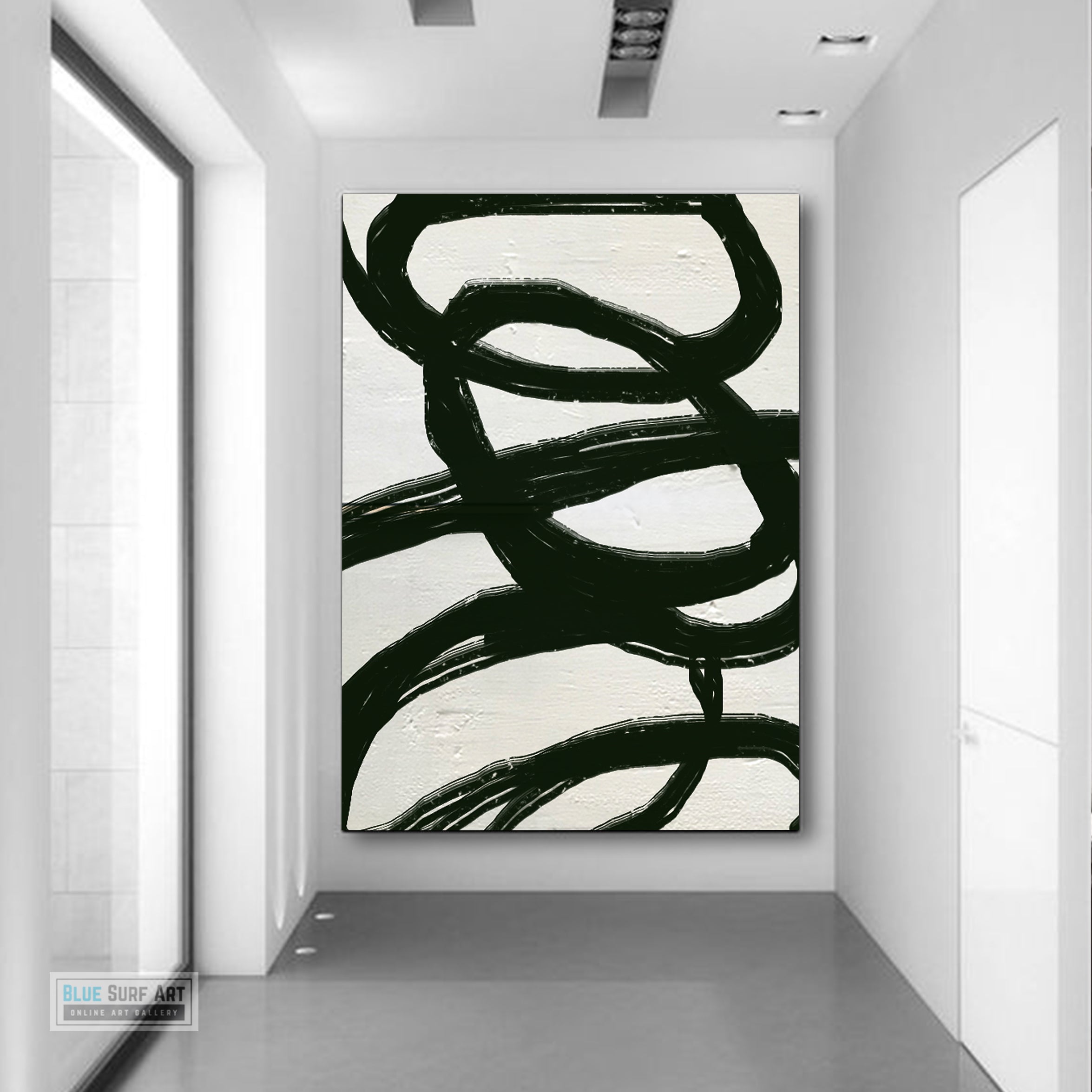 Large Modern Black and White Abstract Canvas Wall Art, Original Oil Painting, Living Room Wall Art Decor no. 31