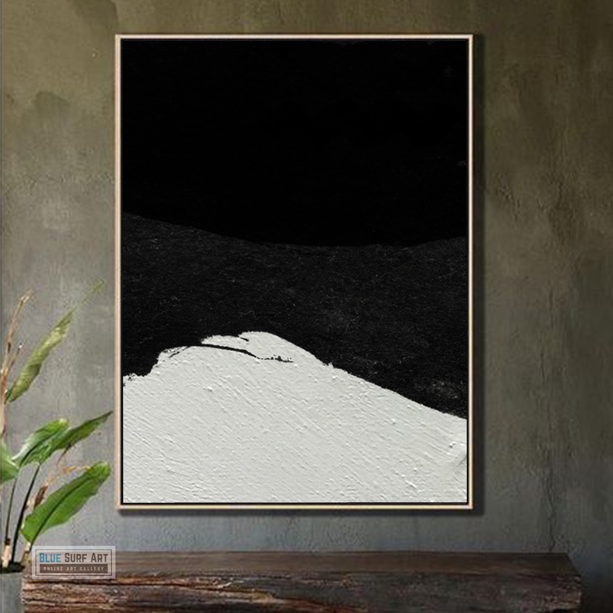 Large Minimalist Abstract Canvas Wall Art, Original Oil Painting, Black and White Living Room Wall Art Decor no. 36