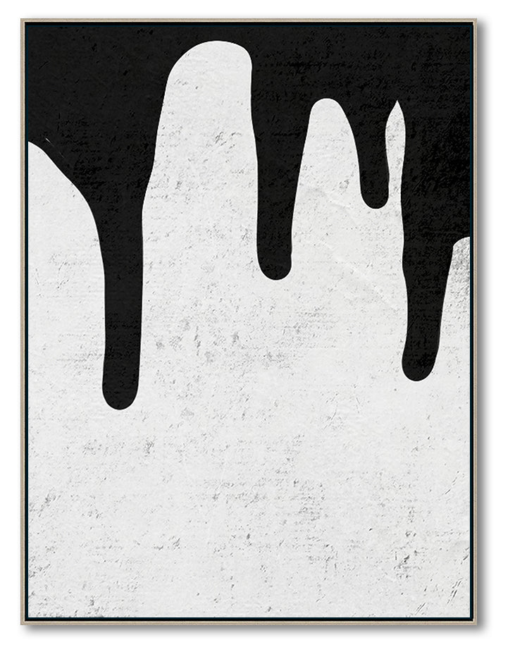 Large Abstract Canvas Wall Art, Original Oil Painting, Dripping Black and White Living Room Wall Art Decor no. 38