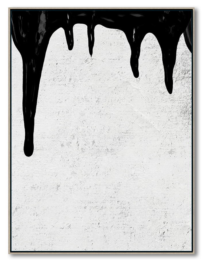 Abstract Canvas Wall Art, Original Oil Painting, Dripping Black and White Living Room Wall Art Decor no. 39
