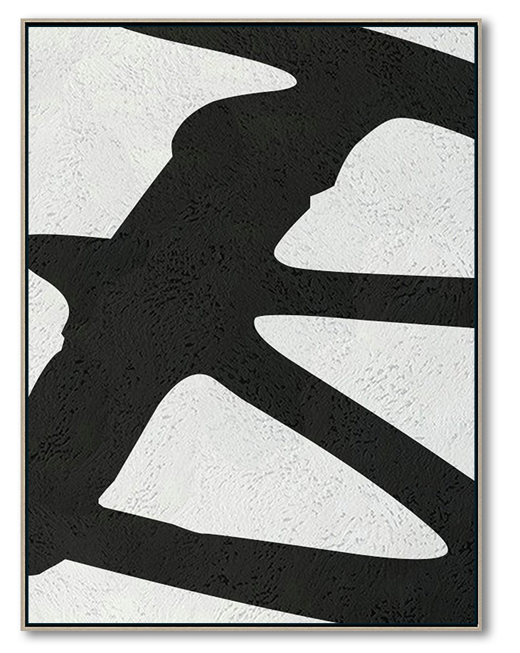 Oversized Abstract Canvas Wall Art, Original Oil Painting, Black and White Living Room Wall Art Decor no. 41