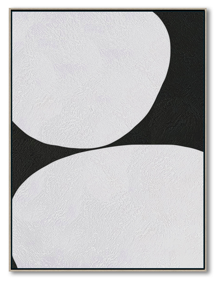 Minimalist Large Abstract Canvas Wall Art, Original Oil Painting, Black and White Living Room Wall Art Decor no. 44