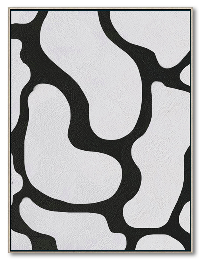 Large Abstract Canvas Wall Art, Original Oil Painting, Black and White Living Room Wall Art Decor no. 45