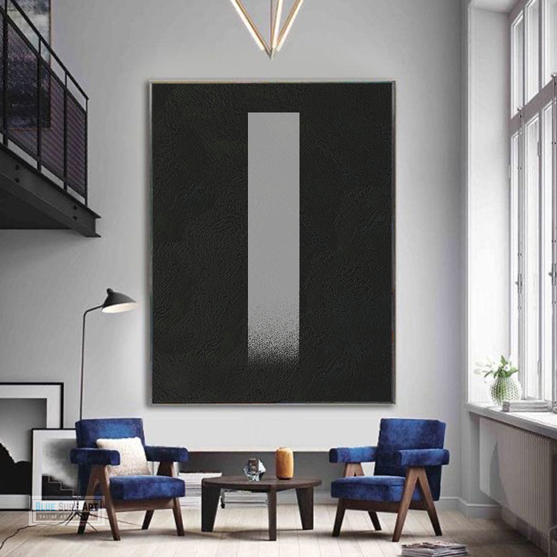Oversized Abstract Canvas Wall Art, Original Oil Painting, Minimalist Black and White Living Room Wall Art Decor no. 47