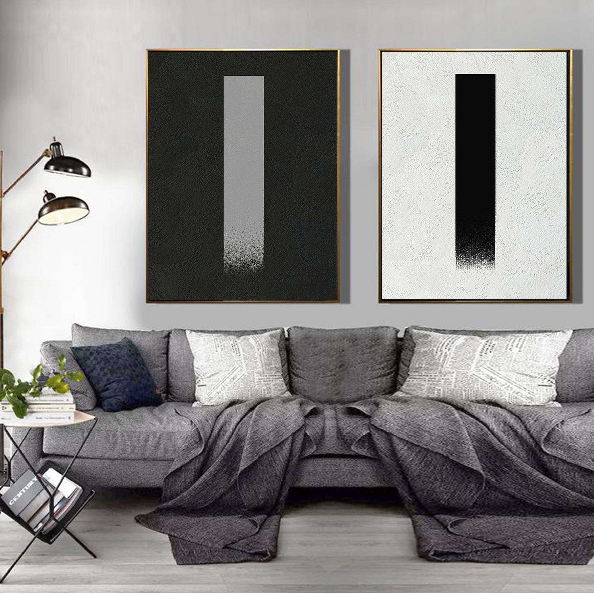 Deals large canvas wall art, black and white painting on canvas, textured wall art abstract painting, original oil painting abstract