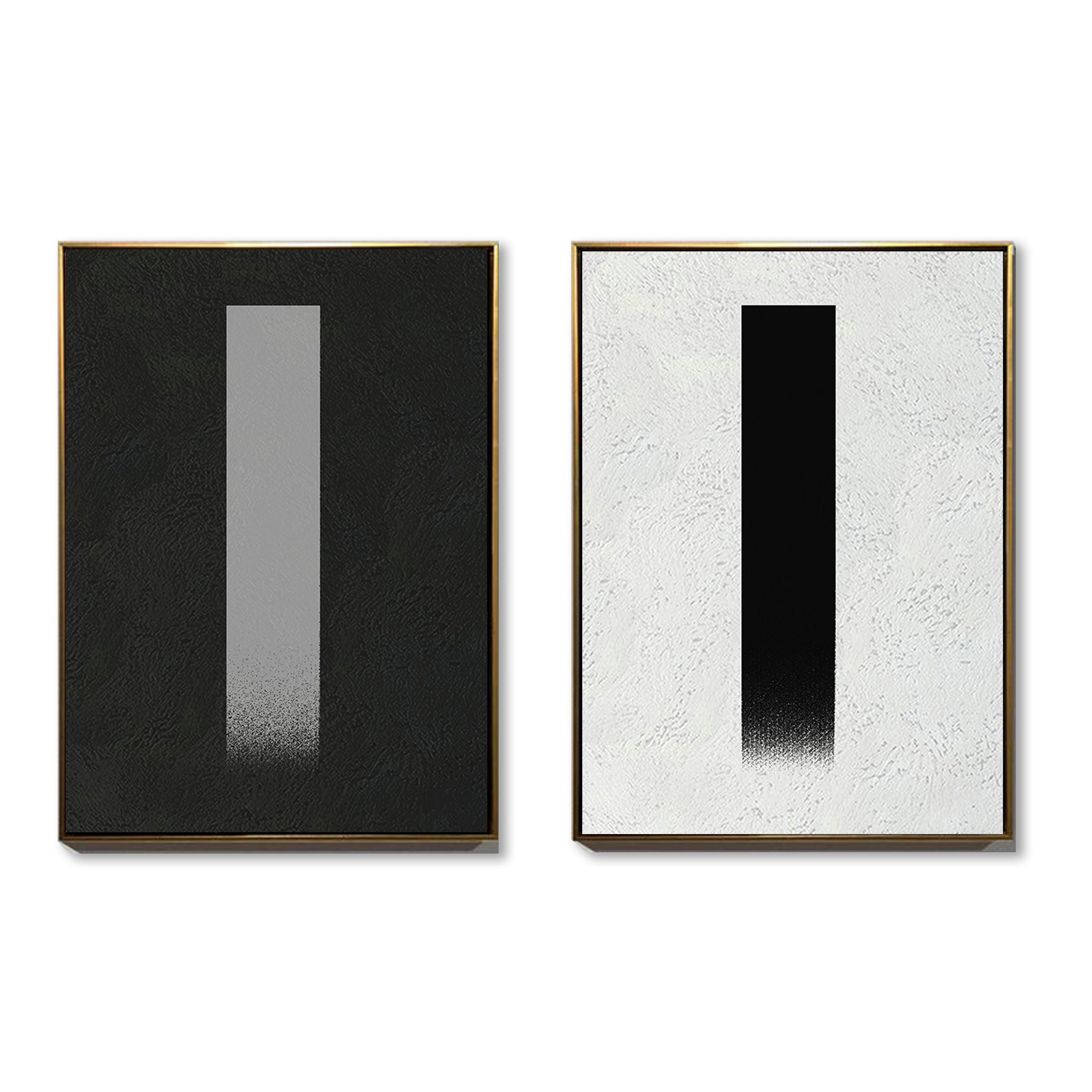 Large Duo Abstract Canvas Art, Original Oil Painting, Black & White Wall Art, Contemporary Modern Art Decor, Living Room Wall Decor