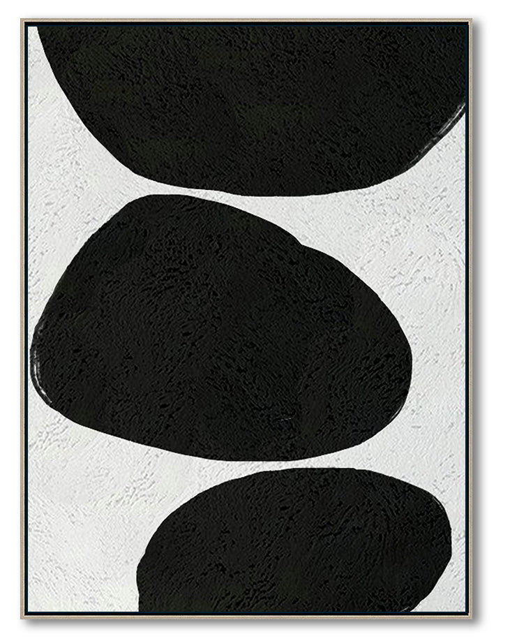 Oversized Abstract Canvas Wall Art, Original Oil Painting, Minimalist Black and White Living Room Wall Art Decor no. 49