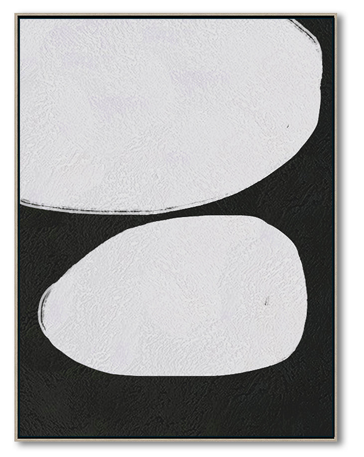 Large Abstract Canvas Wall Art, Original Oil Painting, Minimalist Modern Black and White Living Room Wall Art Decor no. 51