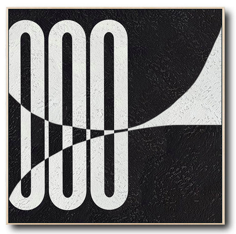 Large Abstract Painting, Oversized Black and White Wall Art Painting no. 091