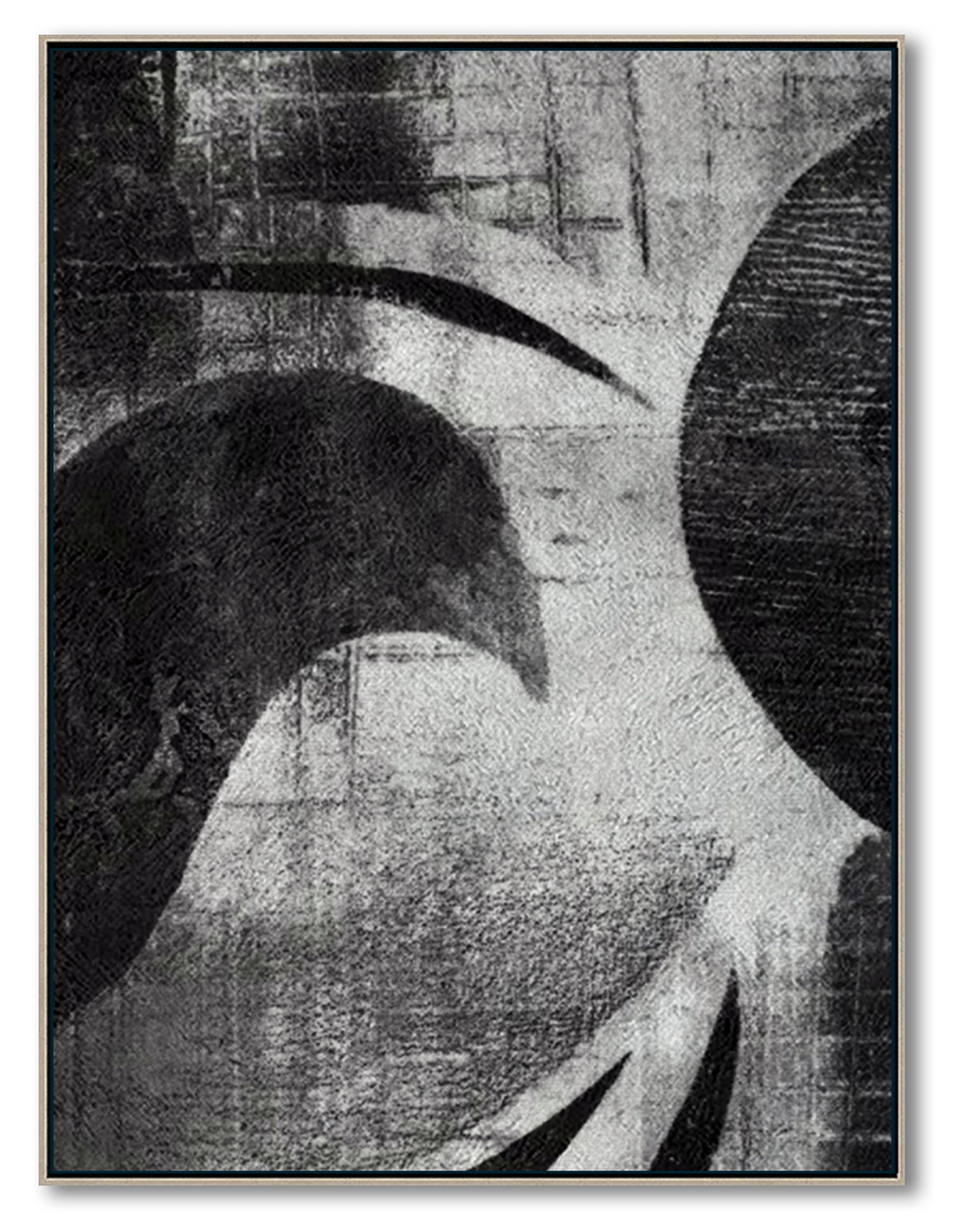 Modern Abstract Canvas Wall Art, Original Oil Painting, Black and White Living Room Wall Art Decor no. 93