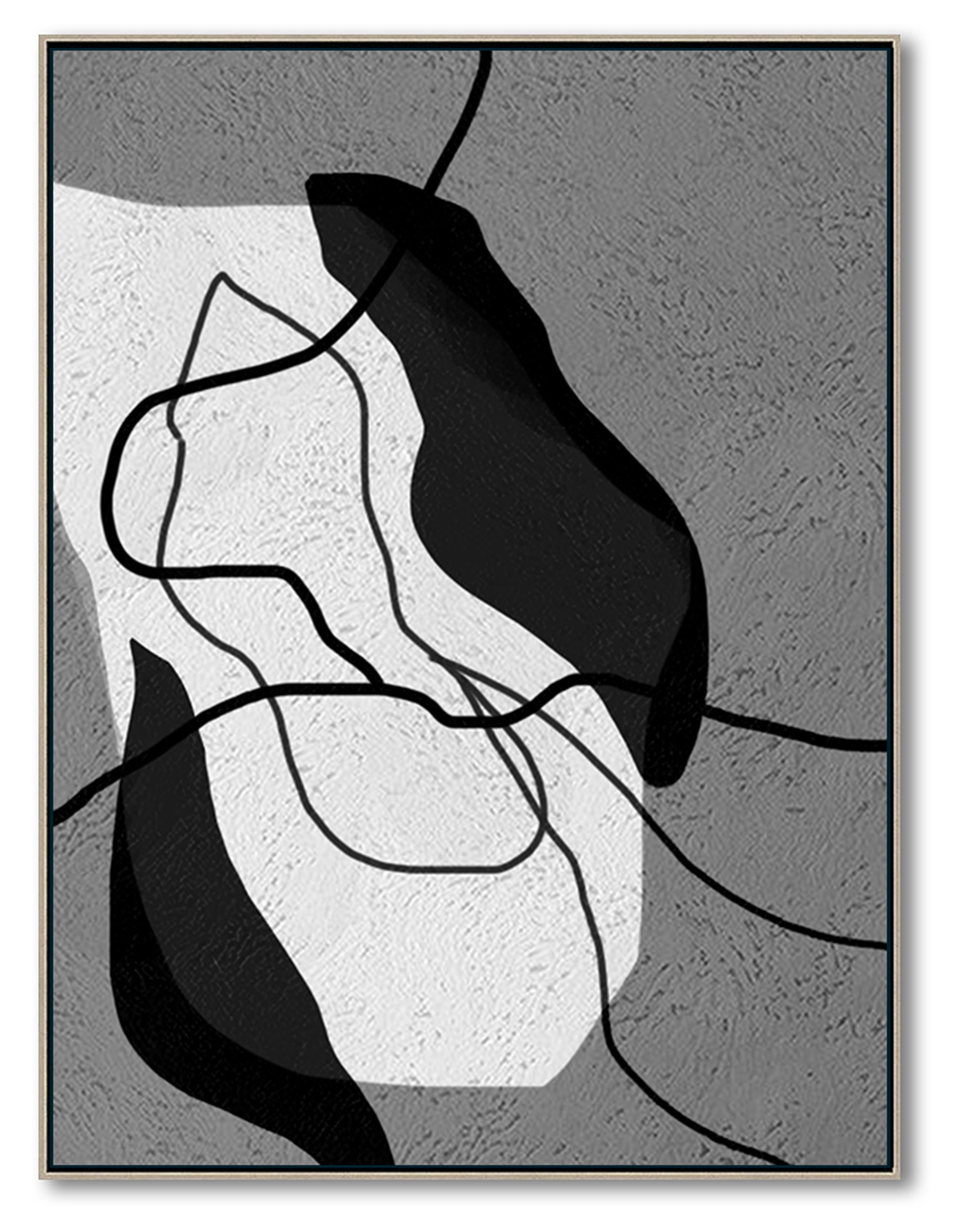 Modern Abstract Canvas Wall Art, Original Oil Painting, Black and White Living Room Wall Art Decor no. 95