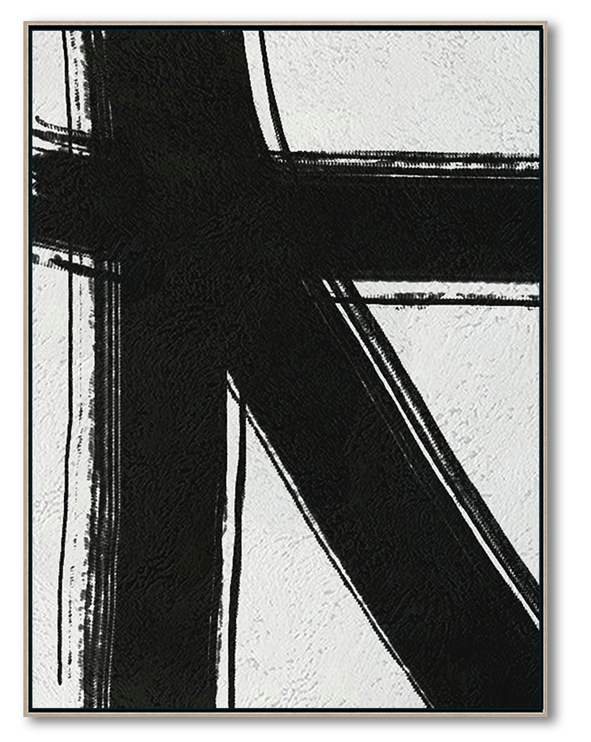 Modern Abstract Canvas Wall Art, Original Oil Painting, Black and White Living Room Wall Art Decor no. 97