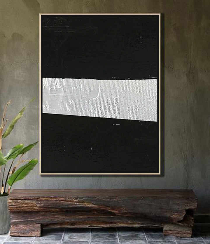 Abstract Painting Extra Large Canvas Art, Black and White Minimal Painting On Canvas, Acrylic and Oil Minimalist Painting - modern wall art