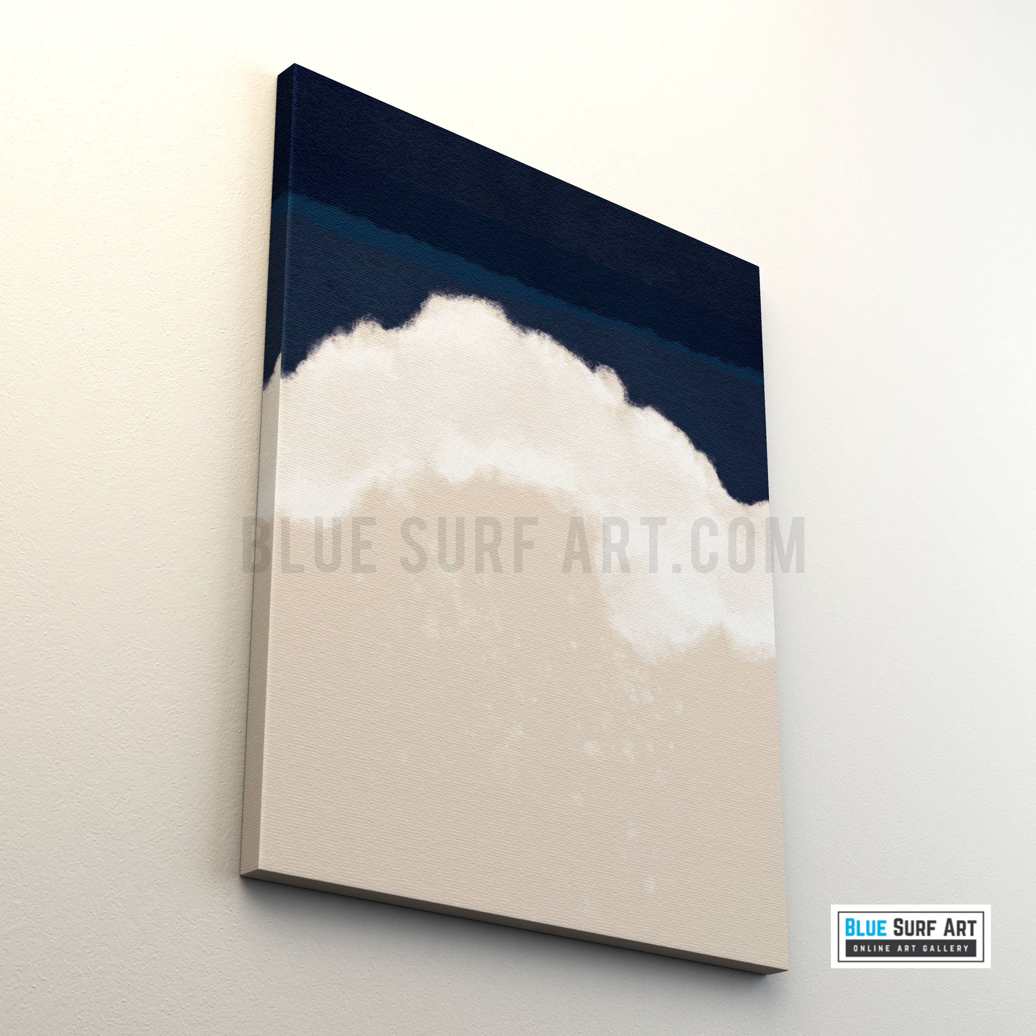 Indigo Ocean Canvas Art Print. Wall Art, Home Decor I Blue Surf Art - on wall
