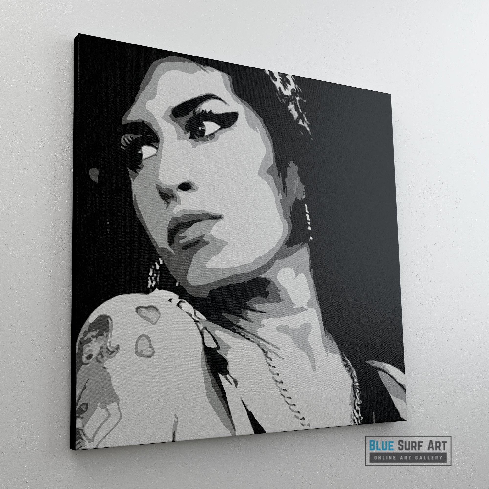 Amy Winehouse Wall Art Original Oil Painting on Canvas by Blue Surf Art