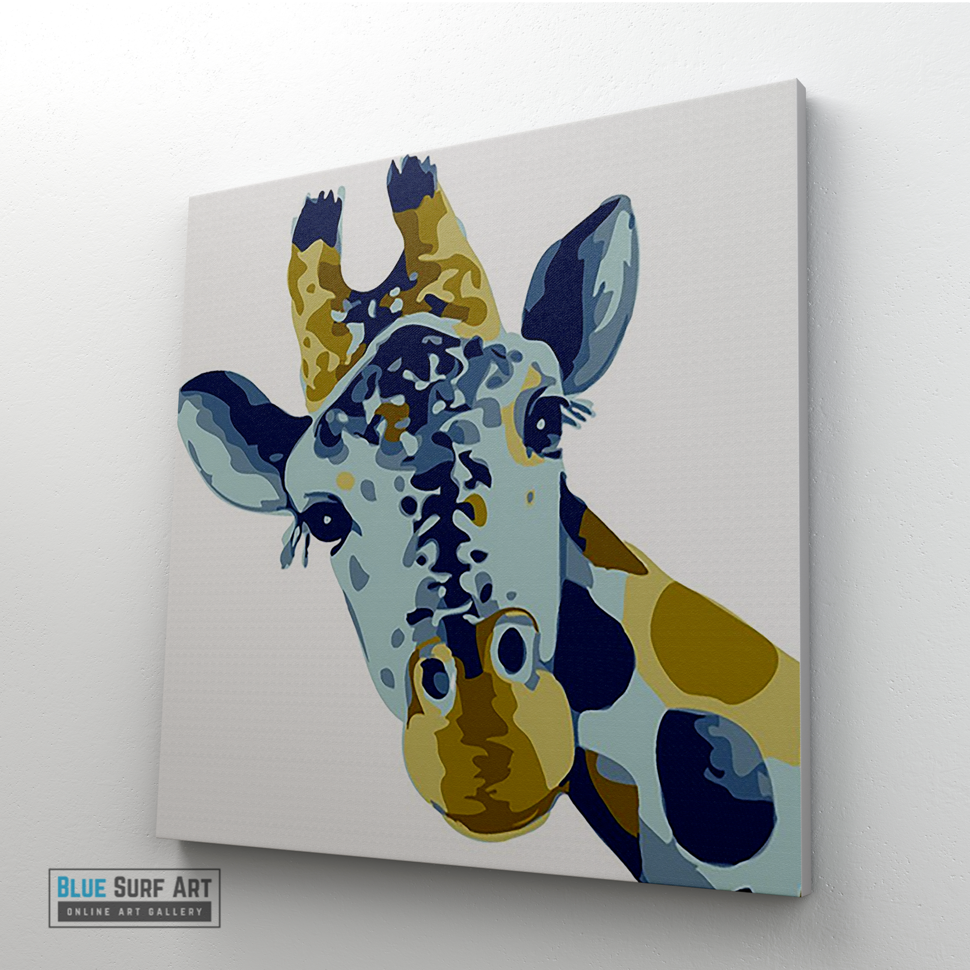 Baby Giraffe Canvas Art Painting, Animal Pop Art, Room Decor, Wall Art - sideway