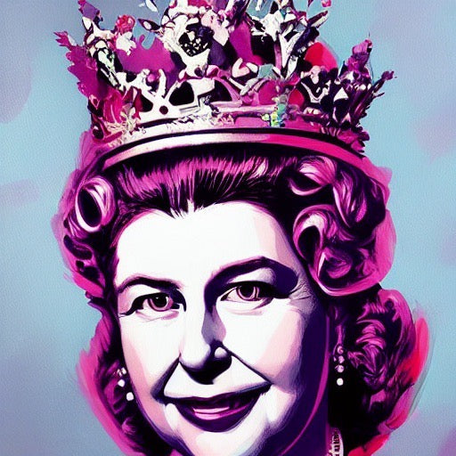 Queen Elizabeth II Wall Art Queen Gift Art Painting 100 Handmade Art Blue Surf Art