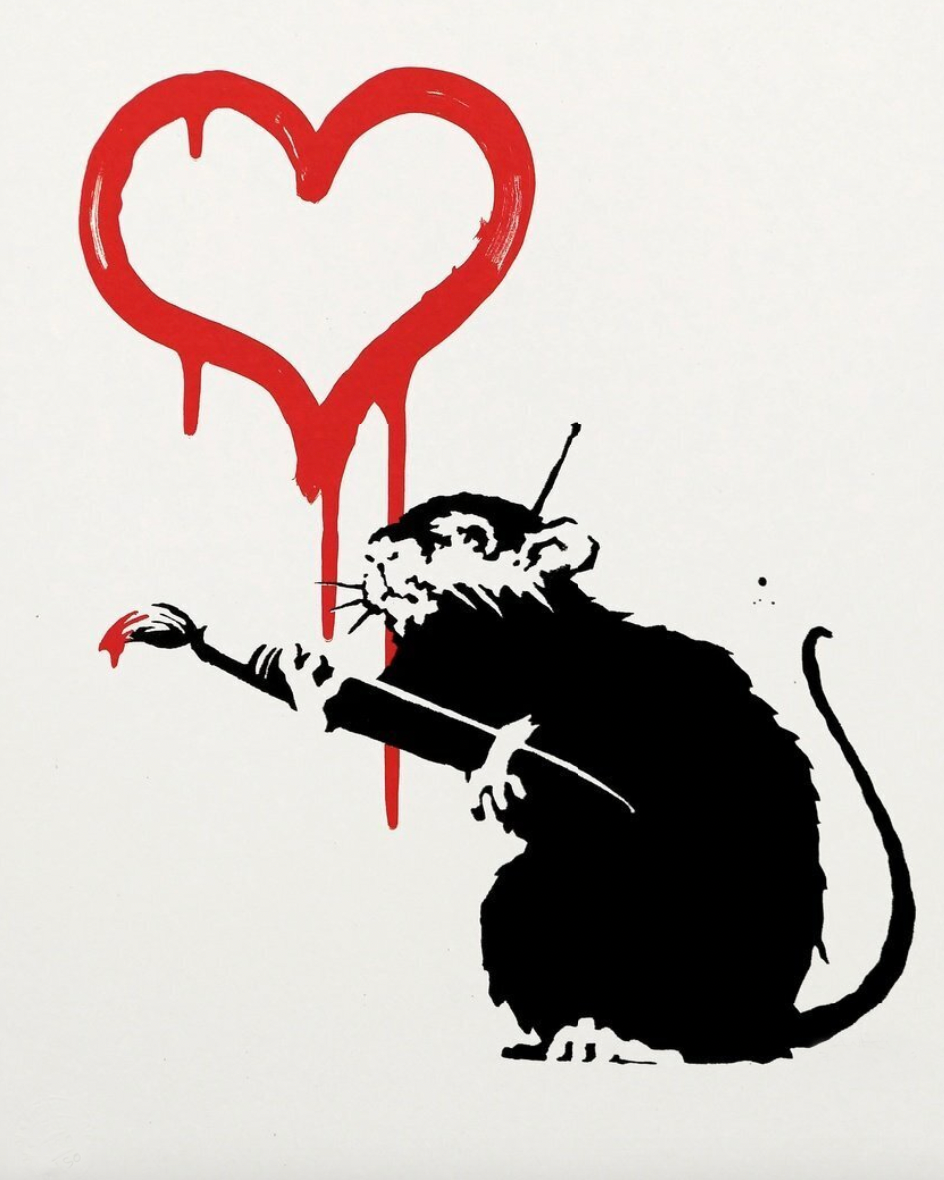 Banksy Love Rat 2004 Banksy Art, Graffiti Original Handmade Art