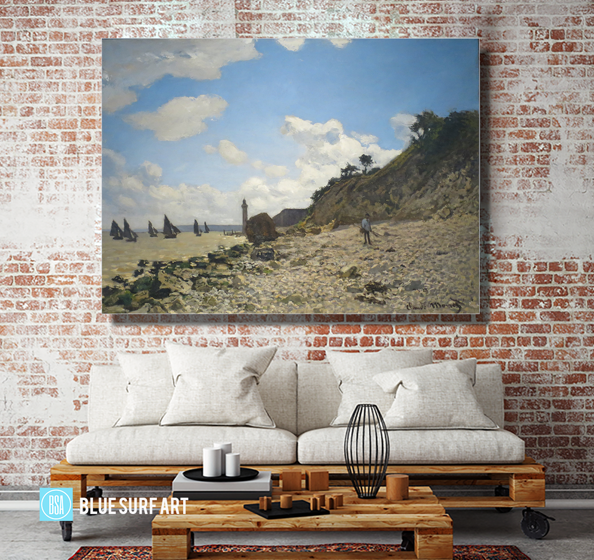 Beach at Honfleux. Reproduction I Blue Surf Art 3