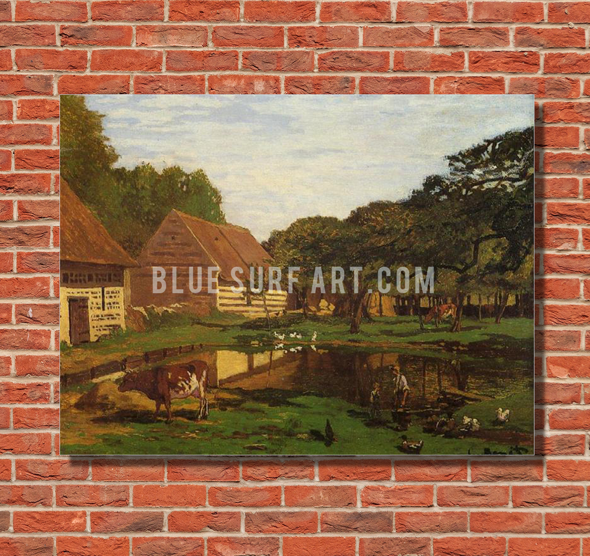 A Farmyard in Normandy, c.1863. Reproduction Oil Painting on Canvas I Blue Surf Art - Red bricks
