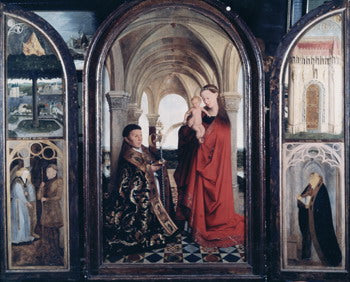 Madonna of Nicolas van Maelbeke by Jan Van Eyck Reproduction Painting by Blue Surf Art