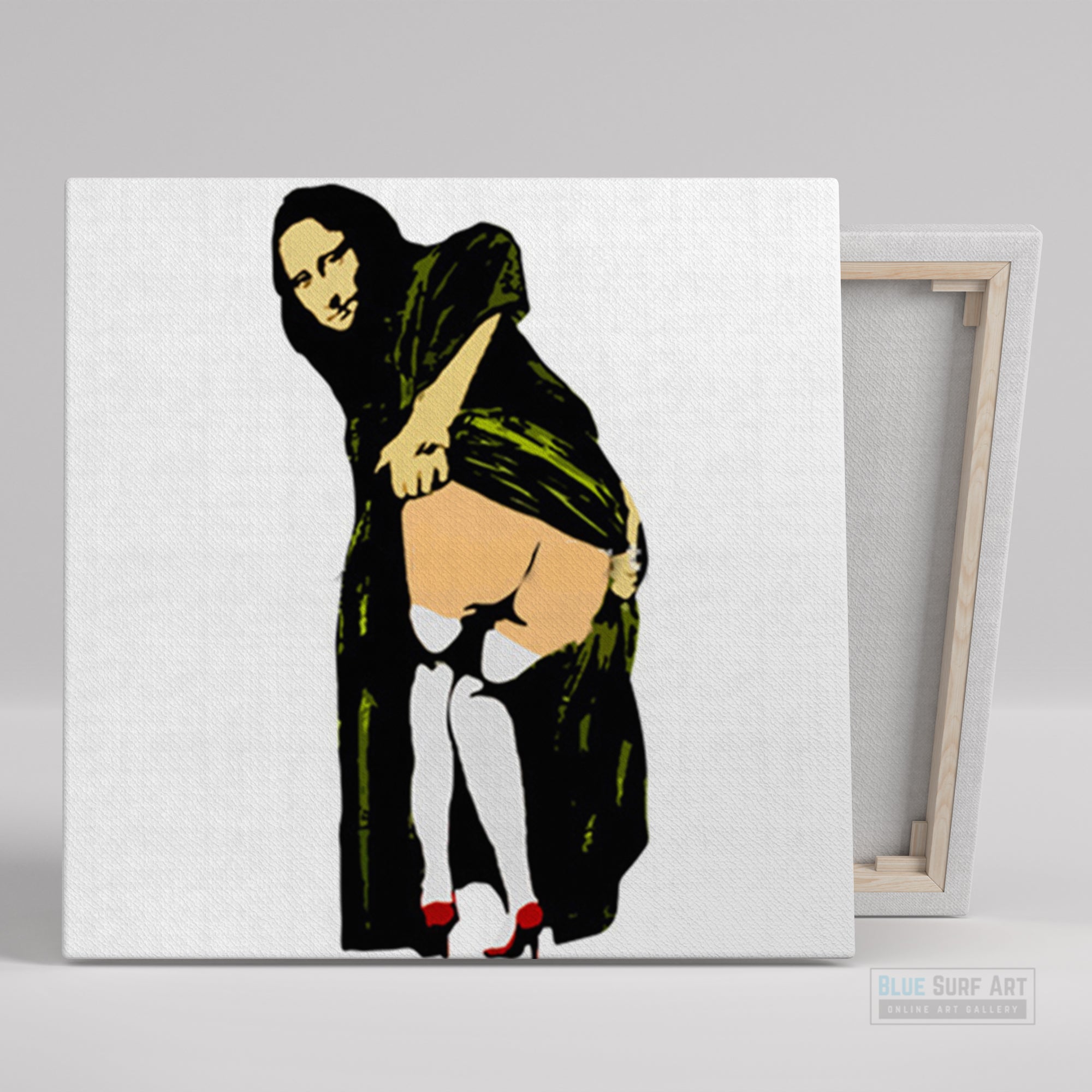 Banksy Mona Lisa Mooning, Banksy Canvas Art, Banksy Wall Art Painting, Handmade Painting