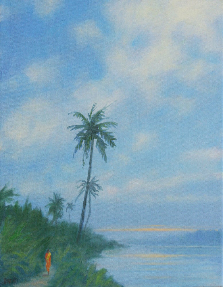 Seascape Art Painting Tropical Shoreline India Art Print on Canvas by Derek Hare