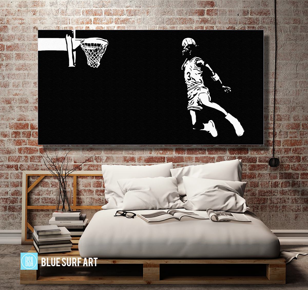 Slam-Dunk - Michael Jordan Oil Painting on Canvas by Blue Surf Art 4