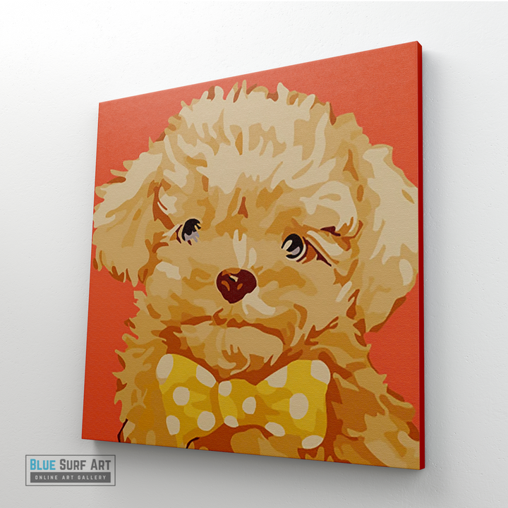Fluffy Puppy Canvas Art Painting, Animal Pop Art, Room Decor, Wall Art - side angle