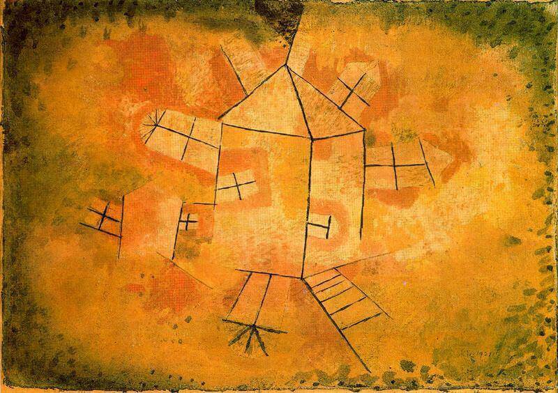 Revolving House, 1921 by Paul Klee. Paul Klee Artworks, Paul Klee oil painting, Paul Klee masterpiece, Paul Klee reproduction, Paul Klee wall art, abstract wall art decor