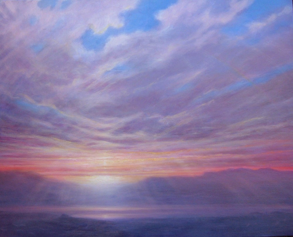 Sunrise Painting Original Seascape Oil on Canvas Ocean Horizon Art Prints