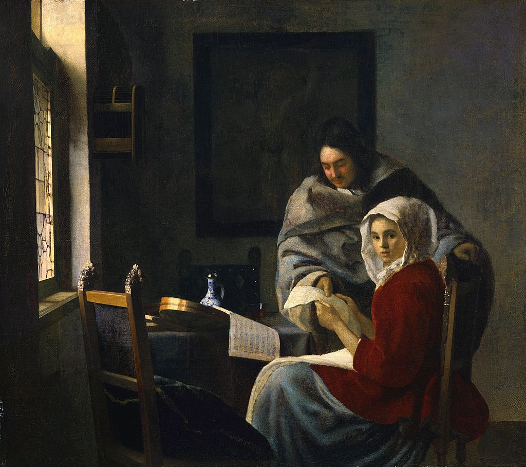 Girl Interrupted at Her Music by Johannes Vermeer. Reproduciton Oil Painting by Blue Surf Art