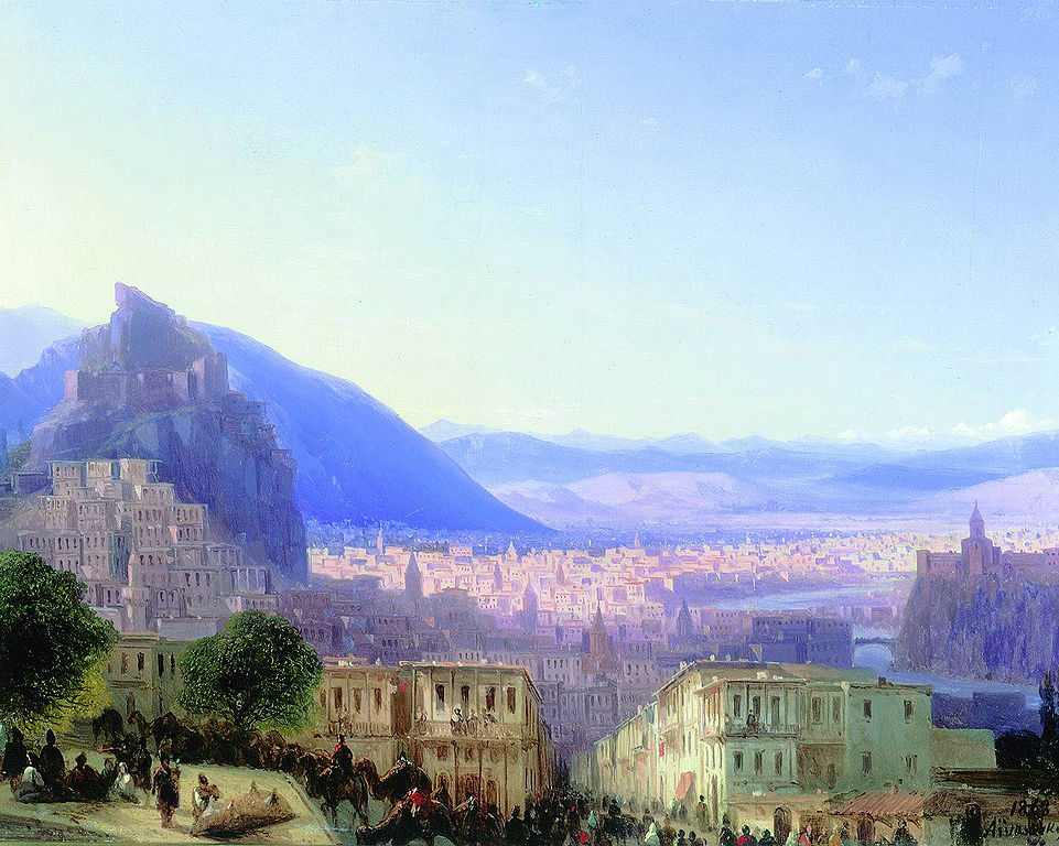 View of Tiflis (Tbilisi) in 1868 by Ivan Aivazovsky Reproduction Painting by Blue Surf Art