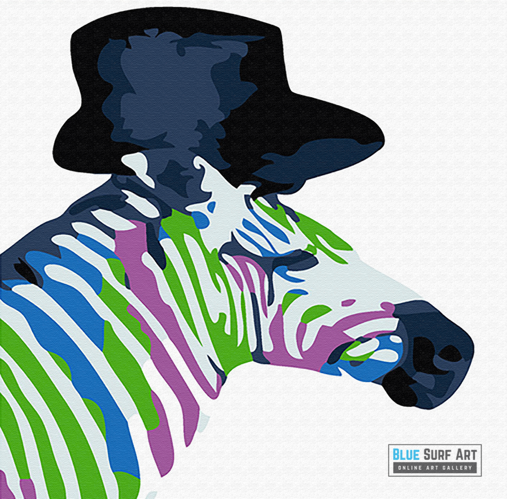 Zebra Canvas Art Painting, Animal Pop Art, Room Decor, Wall Art