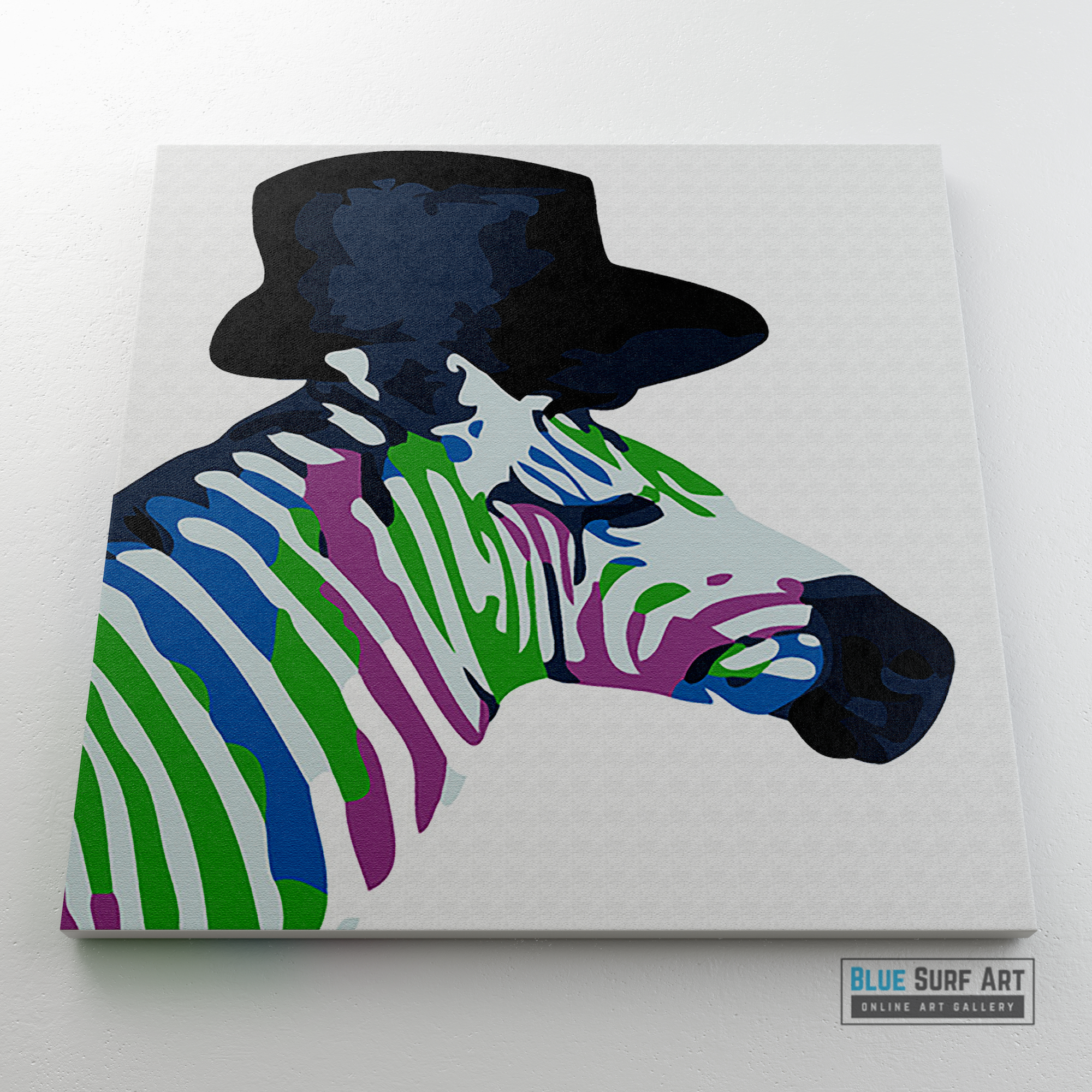 Zebra Canvas Art Painting, Animal Pop Art, Room Decor, Wall Art 1
