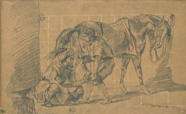 A blacksmith by Eugène Delacroix Reproduction Painting by Blue Surf Art