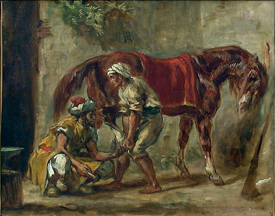 A blacksmith by Eugène Delacroix Reproduction Painting by Blue Surf Art