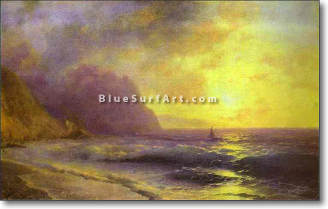 Sunset at Sea by Ivan Aivazovsky Reproduction Painting by Blue Surf Art