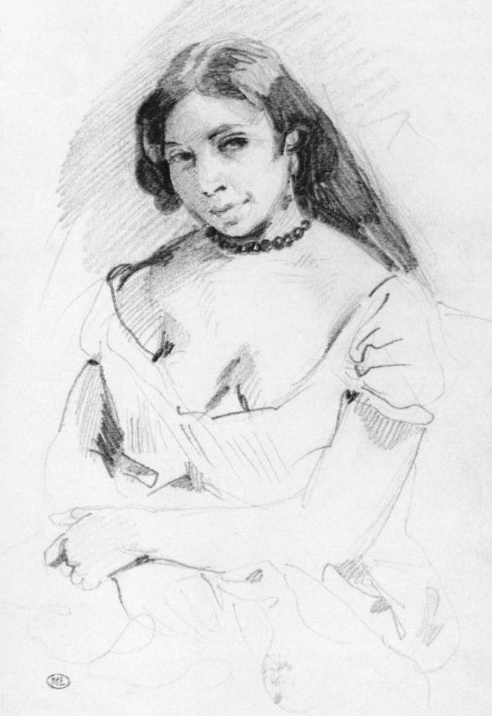 Aspasia by Eugène Delacroix Reproduction Painting by Blue Surf Art