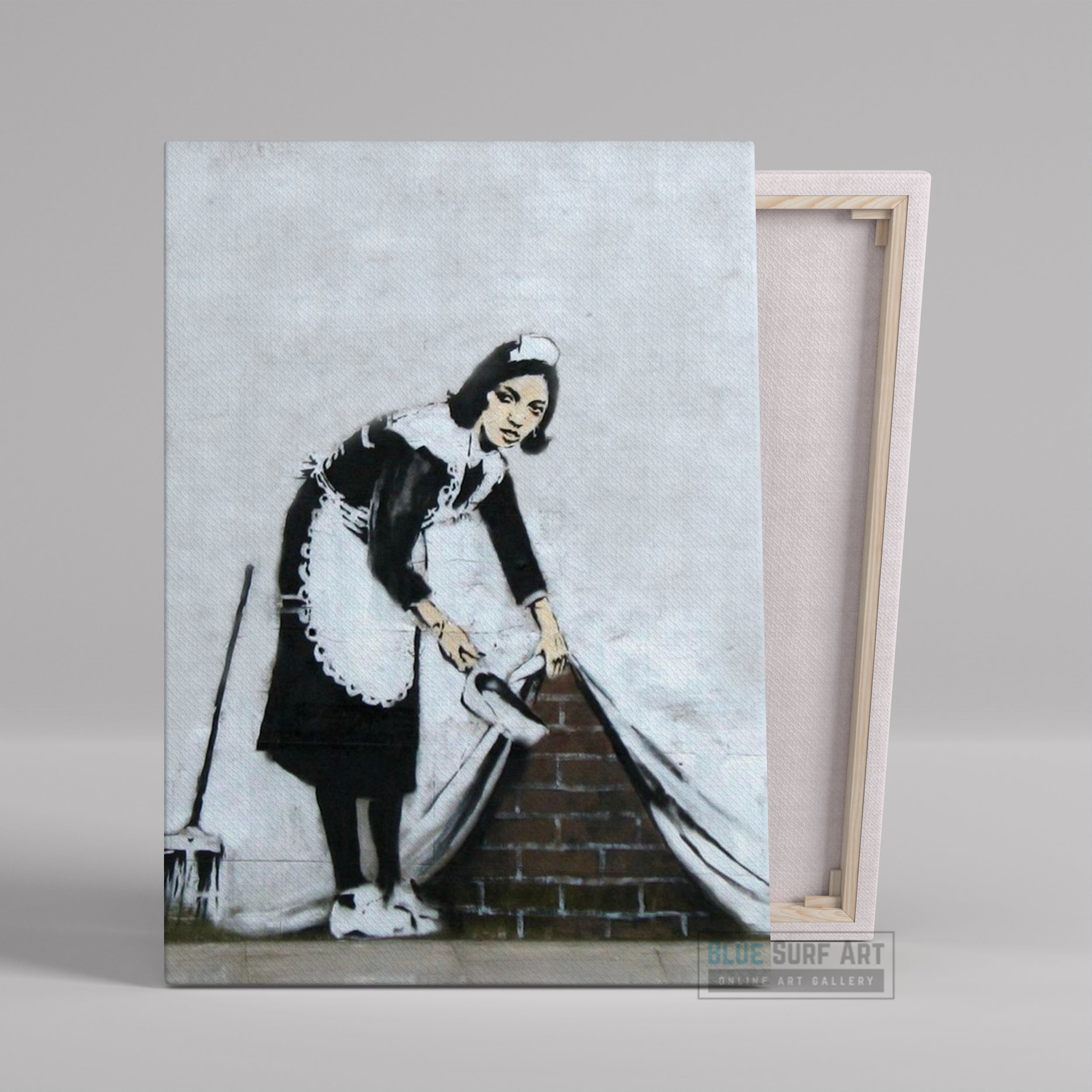 Banksy Maid Wall Street Art Handmade Original Oil on Canvas Street Art - showcase