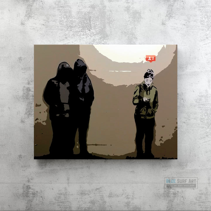Banksy Followers, Banksy Street Art Painting, Oil on Canvas