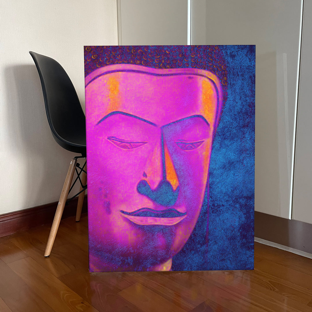 Beautiful Buddha in Pink and Blue Shade Original Oil on Canvas