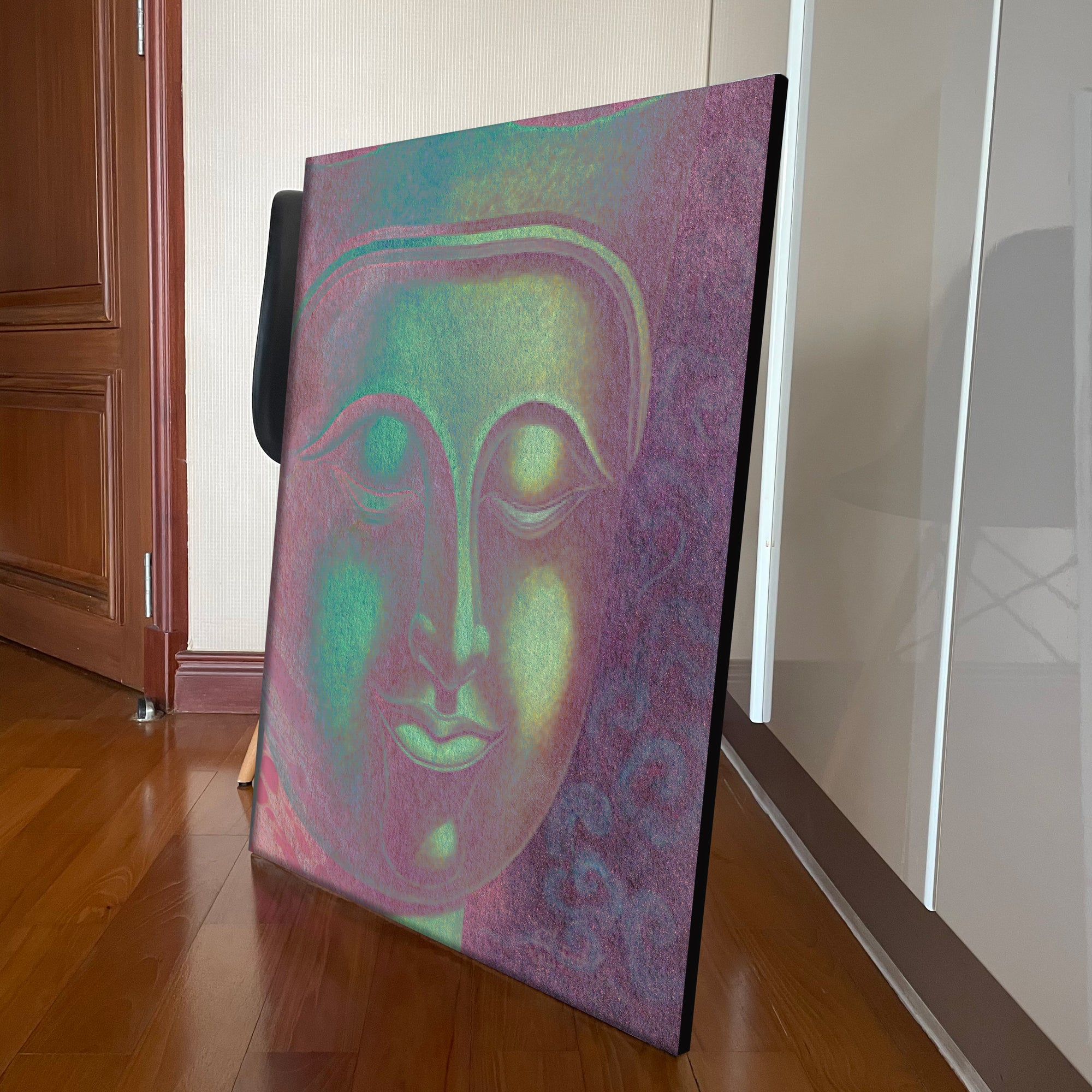 Buddha Portrait Wall Art in Bright Green Shade