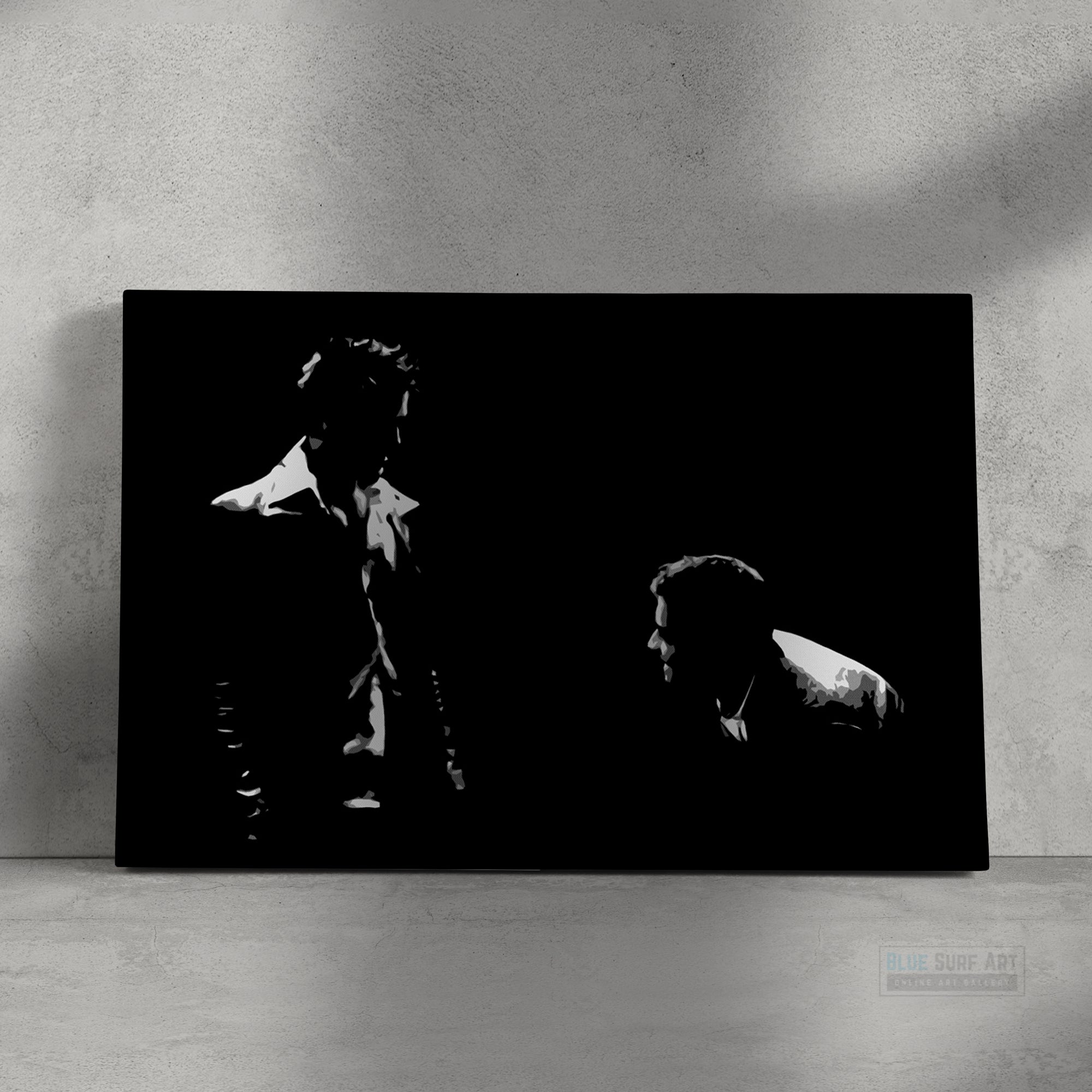 Fight Club Brad Pitt vs Edward Norton Original Oil Painting on Canvas by Blue Surf Art 3
