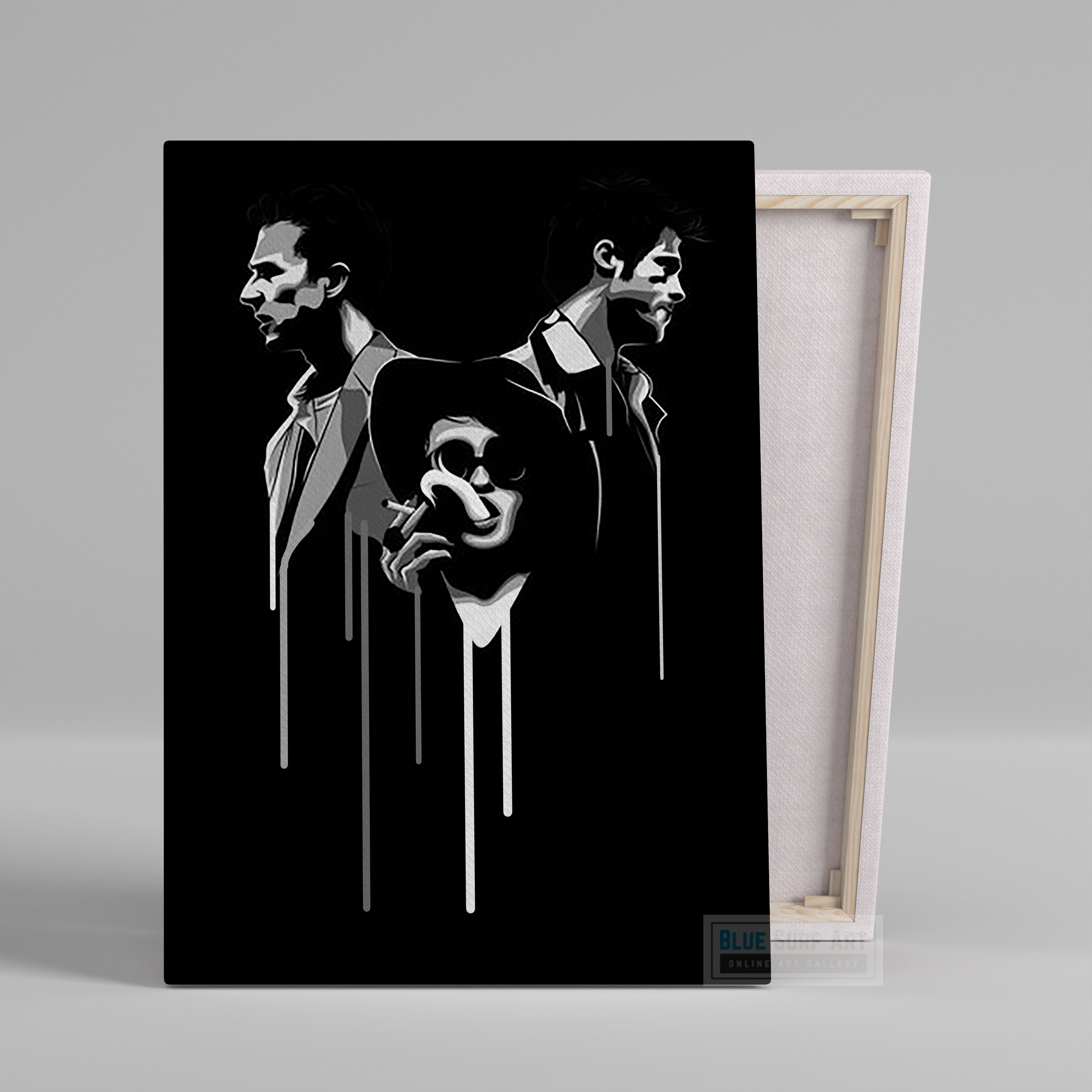 Fight Club Wall Art Brad Pitt Edward Norton Original Oil Painting on Canvas by Blue Surf Art 2