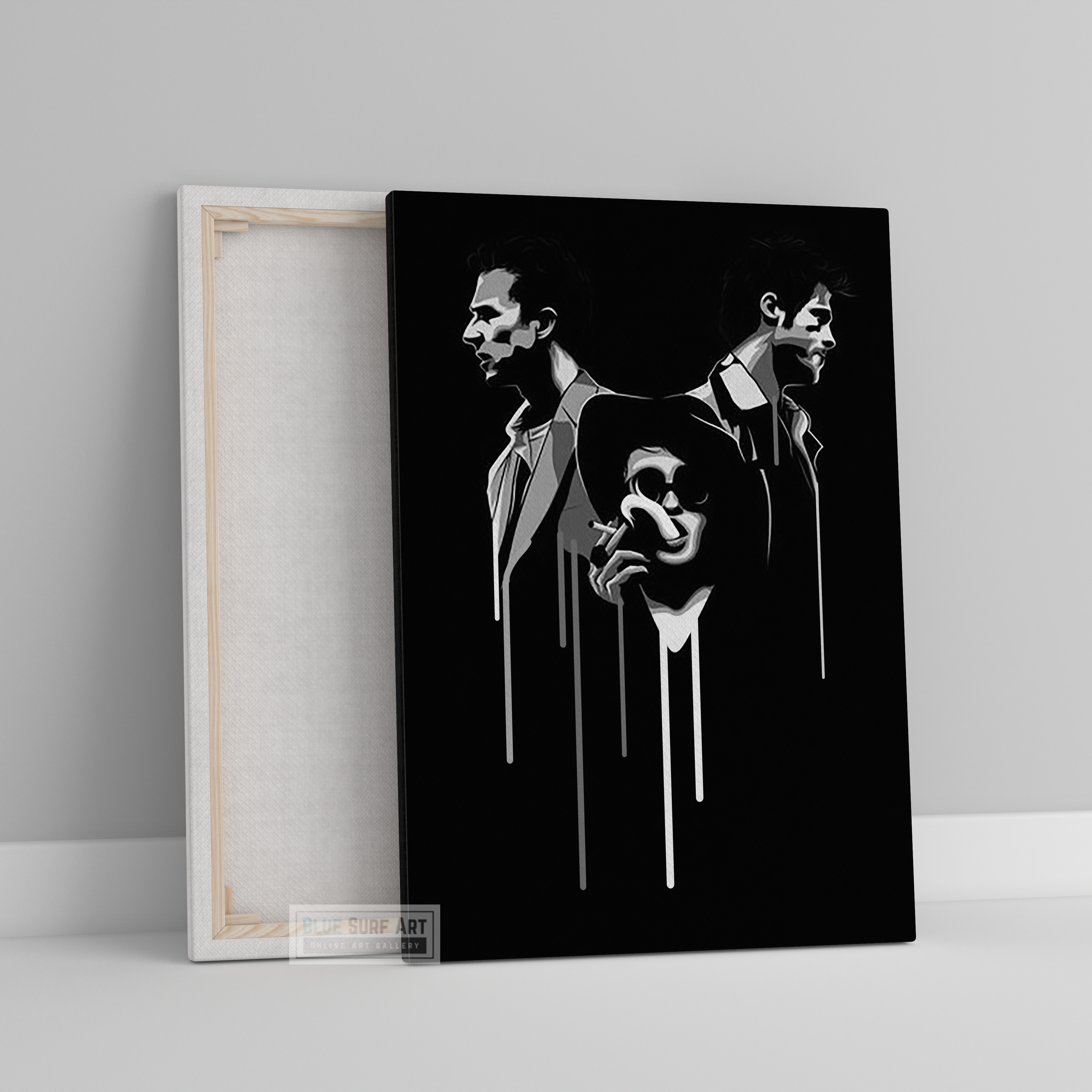 Fight Club Wall Art Brad Pitt Edward Norton Original Oil Painting on Canvas by Blue Surf Art 3