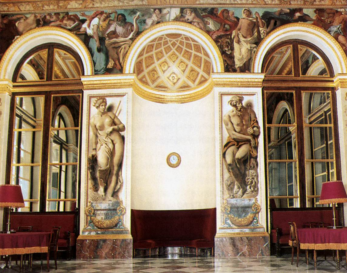 Frescoes on the west wall (Salon du Roi, Palais Bourbon, Paris) by Eugène Delacroix Reproduction Painting by Blue Surf Art