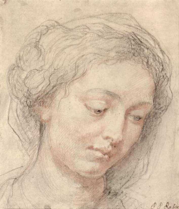 Head of woman by Peter Paul Rubens Reproduction Oil Painting on Canvas
